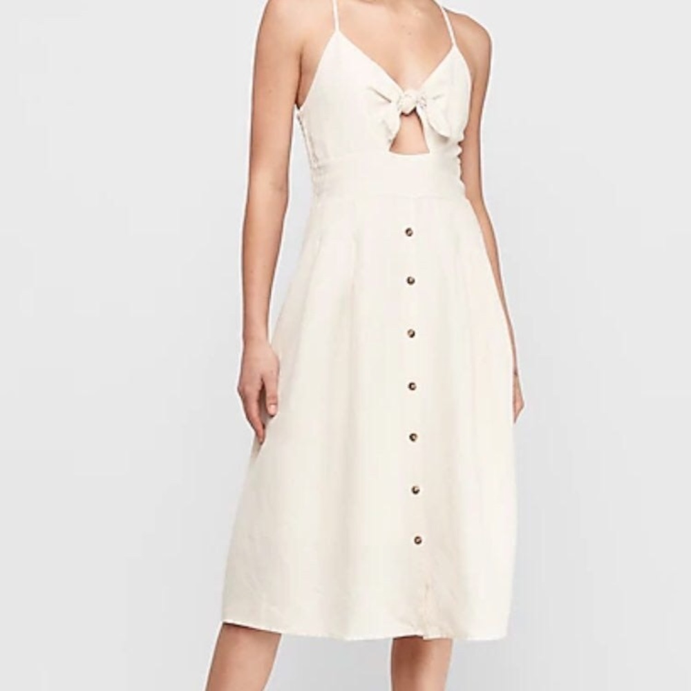 NWT Express Linen Button up Midi Dress